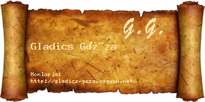 Gladics Géza névjegykártya